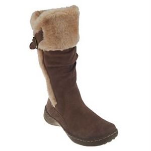 Bare Traps Emilse Suede Boots Womens Size 8 M Faux Fur Lined Brown